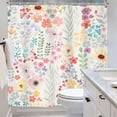 thumbnail image 4 of Cute Floral Colorful Shower Curtain,Spring Boho Kids Girls Girly Wildflower Pink Watercolor Fabric Cloth Bathroom Curtains,Funky Trendy Plant Bathroom Decor Set with Hooks 72x72 Inch, 4 of 6