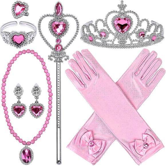 Princess Dress Up Accessories 9 Pcs Princess Jewelry Toys Girl Toys Princess Accessories Crown Magic Wand