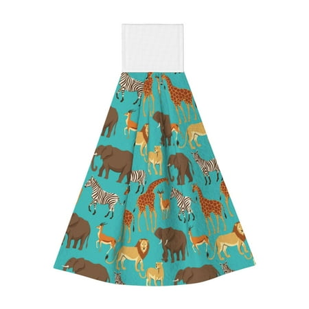 

Zufioo Cute Animals Print Coral Fleece Velcro Hand Towel Hangable Absorbent Hand Towel Suitable for Kitchen Bathroom Household Items