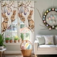 thumbnail image 5 of Easter Bunny Swag Kitchen Curtain Valances, Vintage Pink Blue Egg Branch Leaf Spring Flower Linen Texture Rod Pocket Curtains Window Treatment Valances for Bedroom Bathroom, 2 Panels 28 x 36 Inch, 5 of 9