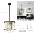 thumbnail image 5 of ZHLWIN Dining Room Light Fixture, 15.74 inch Round Lndustrial Farmhouse Chandelier Black Metal Crystal Pendant Light for Kitchen Island Dining Room Living Room Flat, 5 of 7