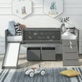 thumbnail image 3 of Aukfa Kids Low Loft Bed with Slide and Chalkboards, Twin Platform Bed with Storage Boxes - Gray, 3 of 8