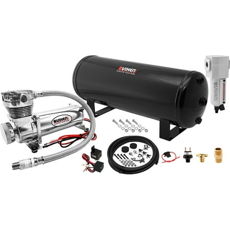 200 Psi Water - Vixen Air 3 Gallon (12 Liter) Steel Tank with 200 PSI Chrome Compressor and Water Trap Onboard System/Kit for Suspension/Train Horn 12V VXO4831CF