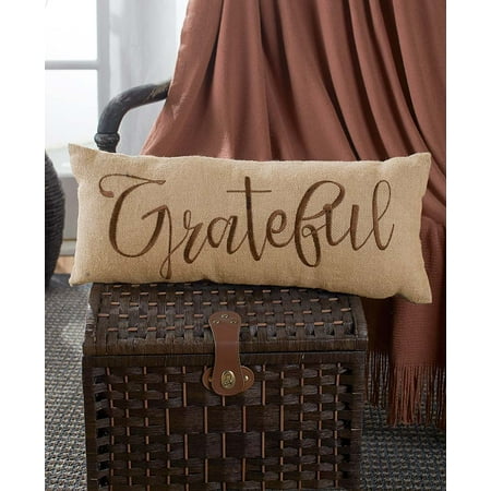 Little Lady Embroidered Pillow - The Lakeside Collection Embroidered Burlap Bench Pillow - Grateful