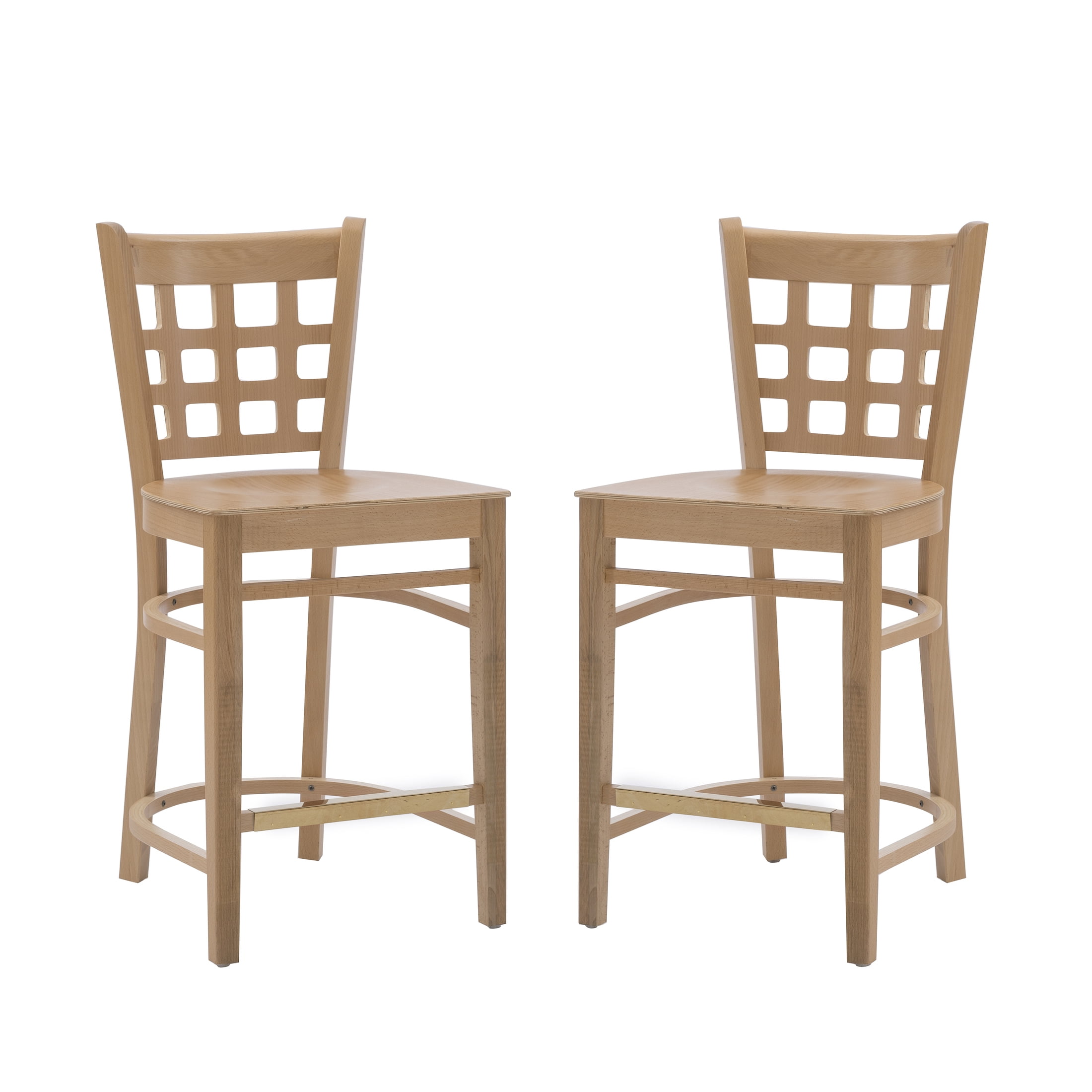 Linon Neville 24" Natural Indoor Wood Counter Stools, Set of 2