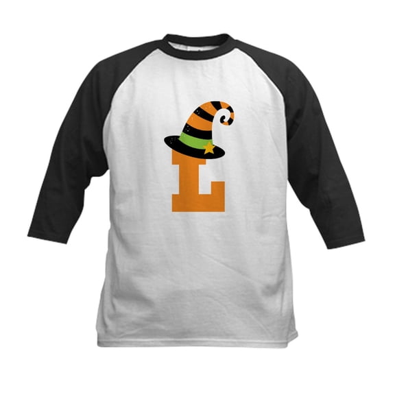 CafePress - Halloween Letter L Witch Monogram Kids Baseball Je - Kids Cotton Baseball Jersey, 3/4 Sleeve Shirt