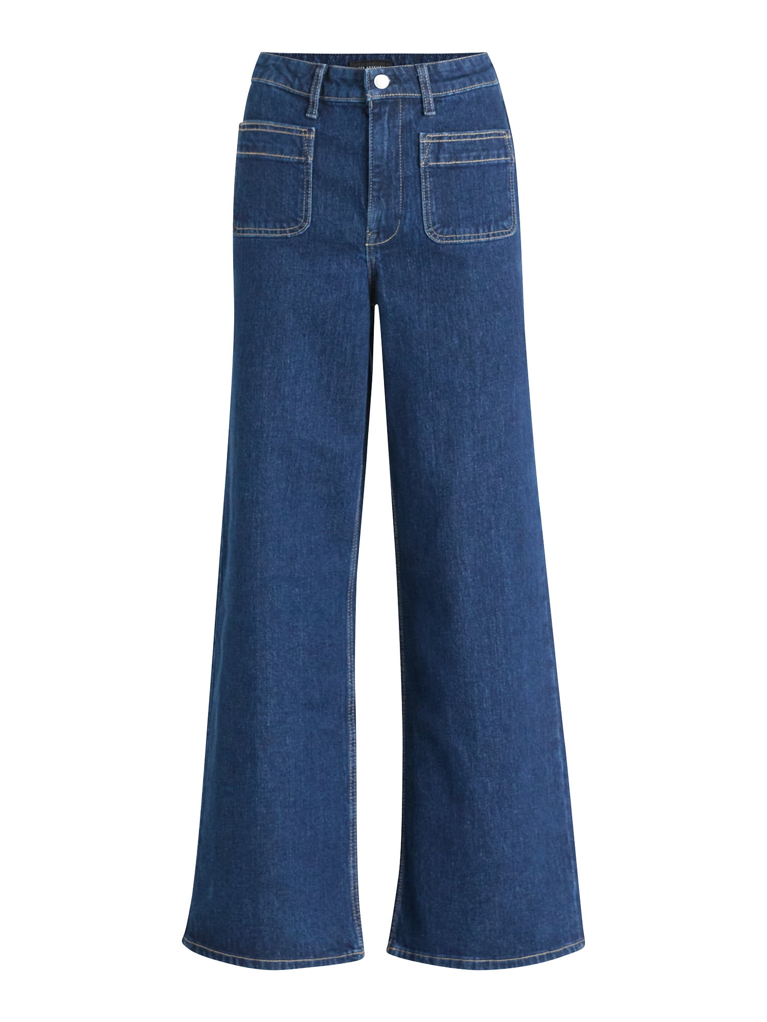Free Assembly Women's and Women's Plus Wide Leg Jeans with Patch Pockets, 30", 32", and 34" Inseams, Sizes 0-26 Plus