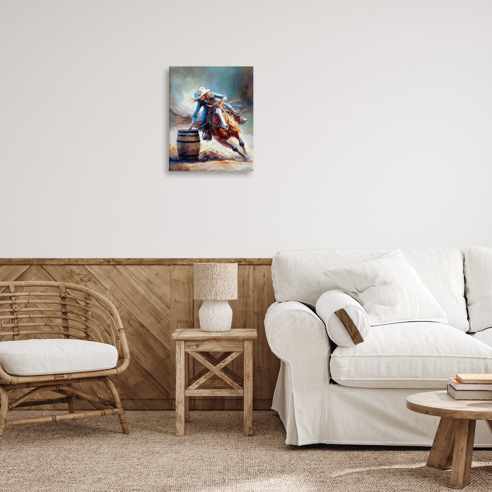 Stupell Industries Barrel Racer Cowgirl Novelty Painting Gallery Wrapped Canvas Art Print Wall Art, 16 x 20