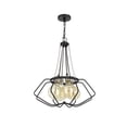 thumbnail image 2 of Lima 22 Inch Chandelier w 4 Light Bulbs, Black Metal Cage Design, 2 of 7