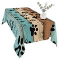 thumbnail image 2 of Light Blue Dog Paws Table Cloth Waterproof Tablecloths, Farmhouse Vintage Modern Blue Brown Wood Tablecloth Dining Table Cover for Kitchen Party Tabletop Outdoor, Rectangle Tablecloth 54x108 Inch, 2 of 9