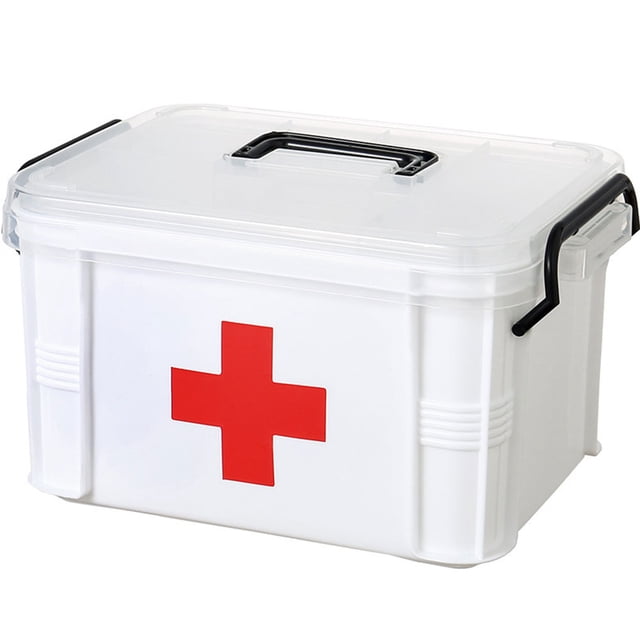 Botiquín de primeros auxilios transparente, caja portátil para almacenar medicamentos, botiquines de emergencia de seguridad.