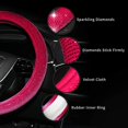 thumbnail image 2 of Bling Steering Wheel Cover with Velvet Cloth and Crystal Rhinestones - Universal 15 Inch Hot Pink Diamond Car Steering Wheel Protector for Women Girls, 2 of 8