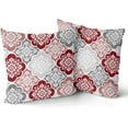 thumbnail image 2 of Red Boho Pillow Covers 18x18 Inch Pack of 2 Bohemian Gray and Red Floral Throw Pillow Covers Modern Burgundy Grey Flower Pillowcase Cotton Square Cushion Cover for Bedroom Sofa Couch Indoor Home Decor, 2 of 6