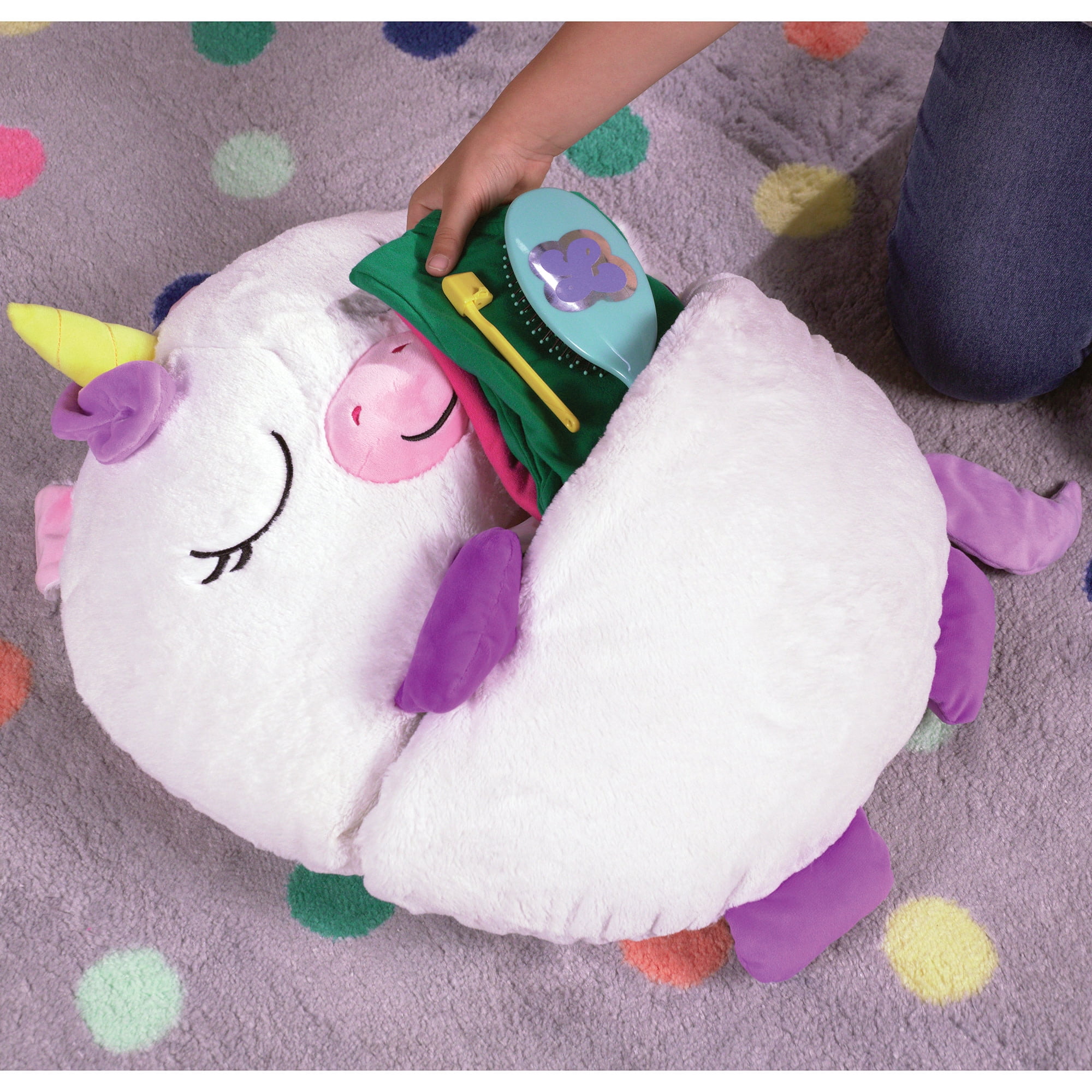Happy Nappers: Pillow & Sleepy Sack: Large - White Unicorn - 66 x 30", 2-In-1: Plush Animal Opens To Sleeping Bag, Soft Play & Nap Character, Kids 7+