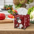 thumbnail image 4 of POLERO Square Tissue Box Cover, Christmas Decoration Waterproof Pu Leather Car Tissue Holder with Metal Button Cartoon Snowman Napkin Holder Organizer for Bathroom, Bedroom, Hotel Desk, 4 of 7