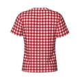 thumbnail image 6 of Vsdgher Red Checkboard Print Men's Dry Fit Mesh Athletic Shirts Moisture Wicking Tennis T-Shirt Tops, 6 of 9