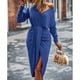 thumbnail image 4 of Vestido cruzado con cuello en V,Vestido cruzado con dobladillo largo y cuello en V Vestido ajustado Rendimiento probado, 4 of 8