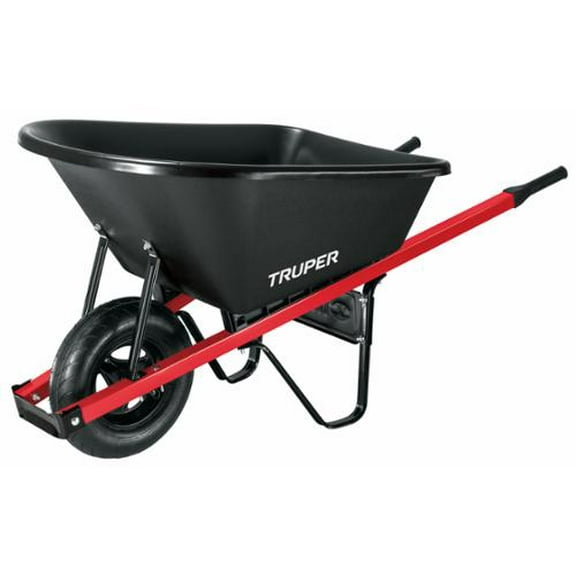 Truper Herramientas 880103551 30355 6 cu. ft. Medium Duty Poly Tray Wheelbarrow with Steel Handle
