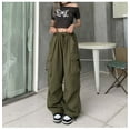 thumbnail image 4 of Pantalones anchos de cintura alta para mujer Y2K con 4 bolsillos, 4 of 7