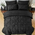 thumbnail image 2 of Flymme King Size Comforter Set 7 Pieces Pintuck Bed in a Bag Black Comforter King Pinch Pleat Soft Microfiber Bedding Set for All Season, 2 of 8