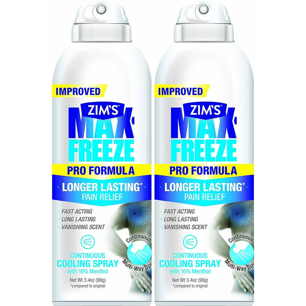 2 Pack Zims MaxFreeze Continuous Spray Muscle Joint Pain Relief 3.4oz