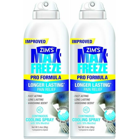 2 Pack Zims Max-Freeze Continuous Spray Muscle Joint Pain Relief 3.4oz
