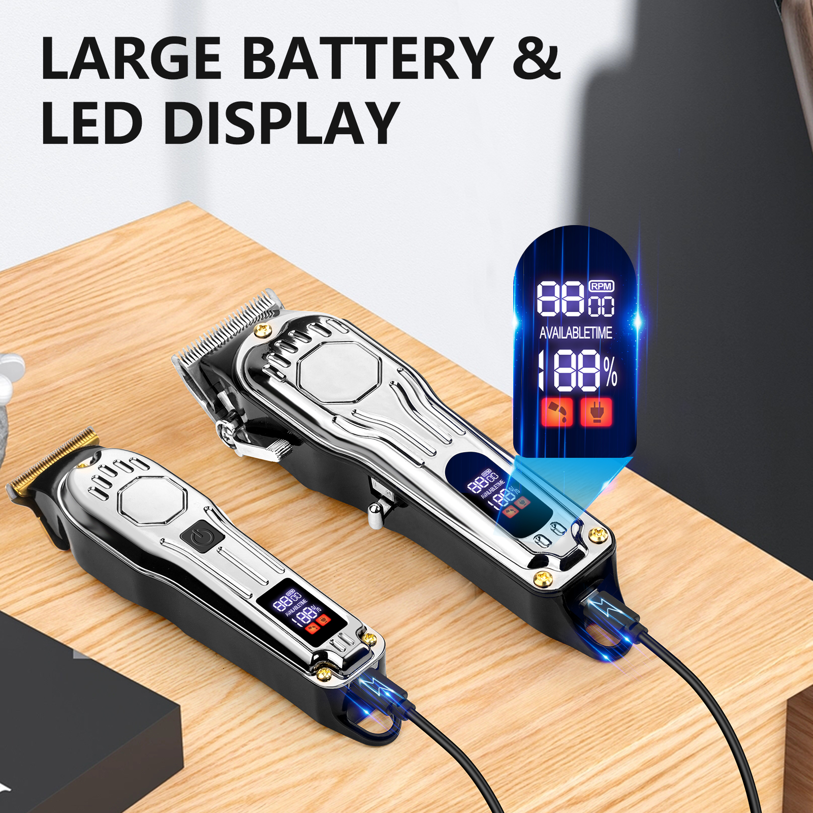 Prozing Hair Clippers for Men, Professional Barber Clippers and Rechargeable Hair Cutting Kit, Electric Hair Trimmer for Men with LED Display for Hair Beard Styling, Gift for Mens