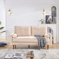 thumbnail image 6 of 69 Inch Wide Upholstered Two Cushion Sofa with Bolster Pillows in Beige Velvet, 6 of 14