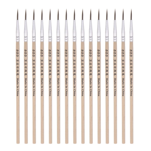 Uxcell 30pcs Detail Paint Brushes 14mm Nylon Painting Brush for Watercolor Acrylic Painting(000#), Wood Color