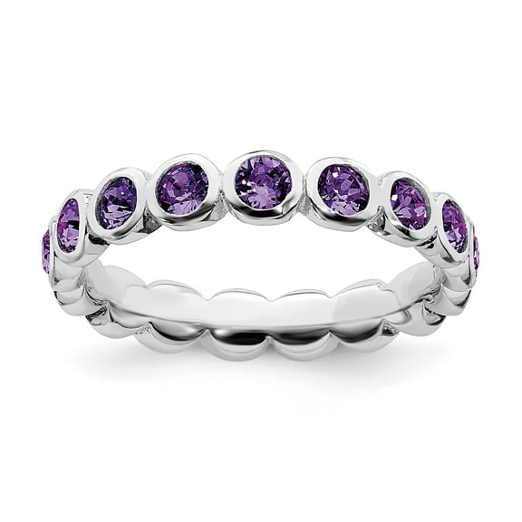 Sterling Silver February Swarovski Ring