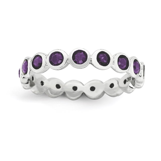 Sterling Silver Stackable Expressions February Swarovski Ring Size 10