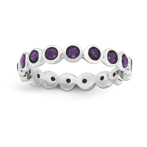 Sterling Silver Stackable Expressions February Swarovski Ring Size 10