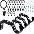 thumbnail image 1 of 4 Pcs Supports de Tringle à Rideau Réglables Support Mural Crochets avec 8 Vis d'Expansion 24 Pcs Clips de Tringle à Rideau en Métal Noir pour Tringle de 1 Pouce, 1 of 7