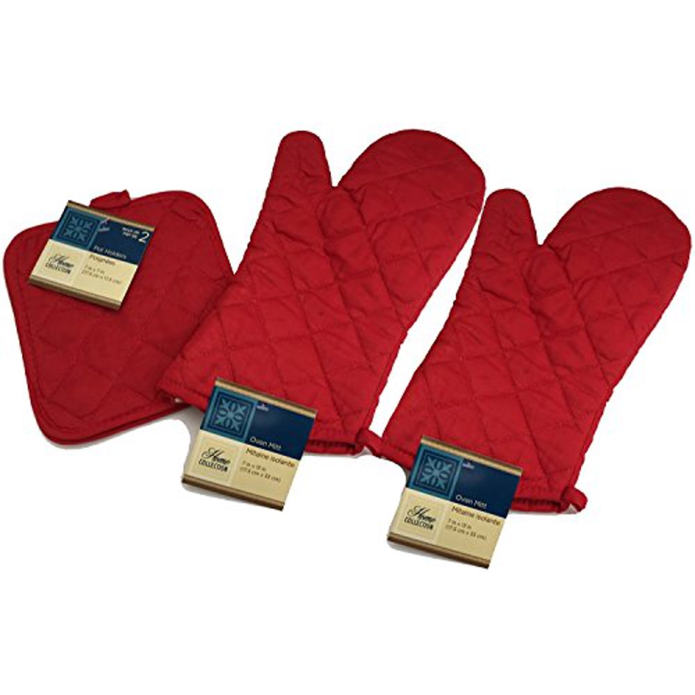 Kitchen Oven Mitt Pot Holder Set Red Kitchen Linens Oven Mitt Pot