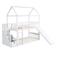 thumbnail image 6 of Twin Over Twin Bunk Bed with Drawers and Slide, House Bed with Slide,White(OLD SKU :LT000215AAK), 6 of 9