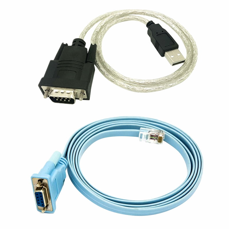 DB 9 Pin RS232 Serial to RJ45 Ethernet Cable Adapter Port Compatible with Console 1.5M/5ft 