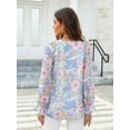 thumbnail image 4 of Siliteelon Womens Boho Floral Casual Shirts V Neck Ruffle Long Sleeve Blouses Chiffon Tops, 4 of 5