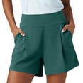 thumbnail image 2 of Omexry Jean Shorts Womens High Waisted Women's Solid High Waisted Pleated Shorts - Wide Leg Casual Shorts with Pockets Army Green XXL, 2 of 7