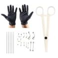 thumbnail image 4 of Juego de 20 piercings para lengua, nariz, ombligo, piercings, pinzas, guantes, agujas, kit de herramientas, 4 of 14