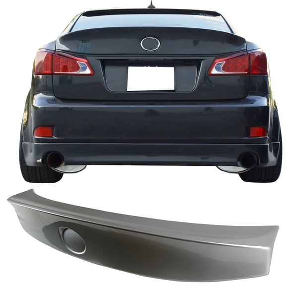 Ikon Motorsports Duckbill Rear Trunk Lid Spoiler Wing Lip For 2006-2013 Lexus IS250/IS350/IS F Sedan 4Dr WD Style ABS Painted #1F2 Mercury Metallic