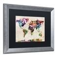 thumbnail image 2 of Trademark Fine Art ''Urban Watercolor World Map'' by Michael Tompsett 16" x 20" Black Matted Silver Frame (MT0013-S1620BMF), 2 of 3