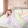 thumbnail image 3 of meiyoeat Glitter M Initial Twin Bedding for Girls Kids, Rainbow Stripe Monogram Bedding Comforter Set, Gold Pastel, Pink Reversible, 7 Pieces, 3 of 6