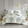 thumbnail image 3 of Full/Queen Chenille Comforter Set - Green & Ivory Tufted Design, 3-Piece with Shams, 3 of 11