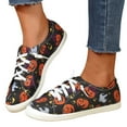 thumbnail image 3 of YLYL Women's Halloween Canvas Shoes Slip on Loafers Skull Pumpkin Printed Low Top Soft Sole Casual Comfort Tennis Walking Flat Shoes, 3 of 7