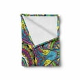 thumbnail image 2 of Psychedelic Soft Flannel Fleece Throw Blanket, Abstract Unusual with Color and Form Details Hippie Retro, Cozy Plush for Indoor and Outdoor Use, 60" x 80", Multicolor, by Ambesonne, 2 of 6