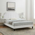 thumbnail image 2 of Platform Bed Frame, Twin Size, Velvet, White, Modern Contemporary Urban Design, Bedroom Master Guest Suite, 2 of 10