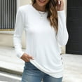 thumbnail image 2 of tarylea Trendy Tops for Women Crew Neck Stripe Tops Long Sleeve Solid Color Shirts Casual Loose Homewear Dailywear Tops, 2 of 4