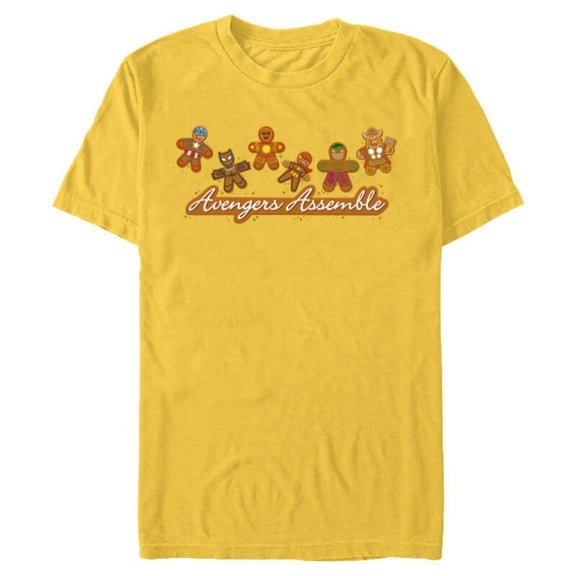 Marvel Avengers Assemble Gingerbread Cookies Holiday - Short Sleeve Blended T-Shirt for Adults - Customized-Yellow