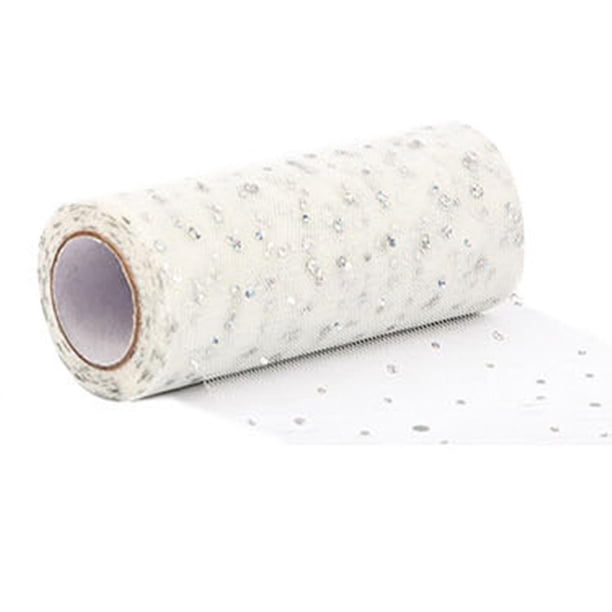 Jikaix 1 Rollo de Adorno de Purpurina Rollo de Tul Sin Olor Red Hilado Decoraciones de Guirnalda Cinta Transparente para Interiores