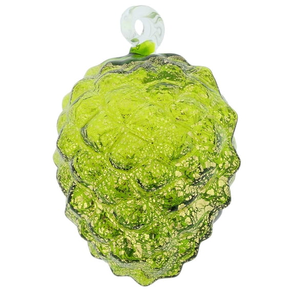 GlassOfVenice Murano Glass Pine Cone Christmas Ornament - Green